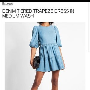 Express DENIM TIERED TRAPEZE DRESS.